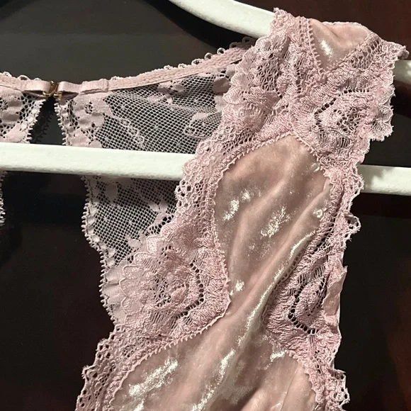 VS VICTORIA SECRET DREAM ANGELS Sheer CRUSHED VELVET Pink Underwire Bralette - Picture 5 of 10